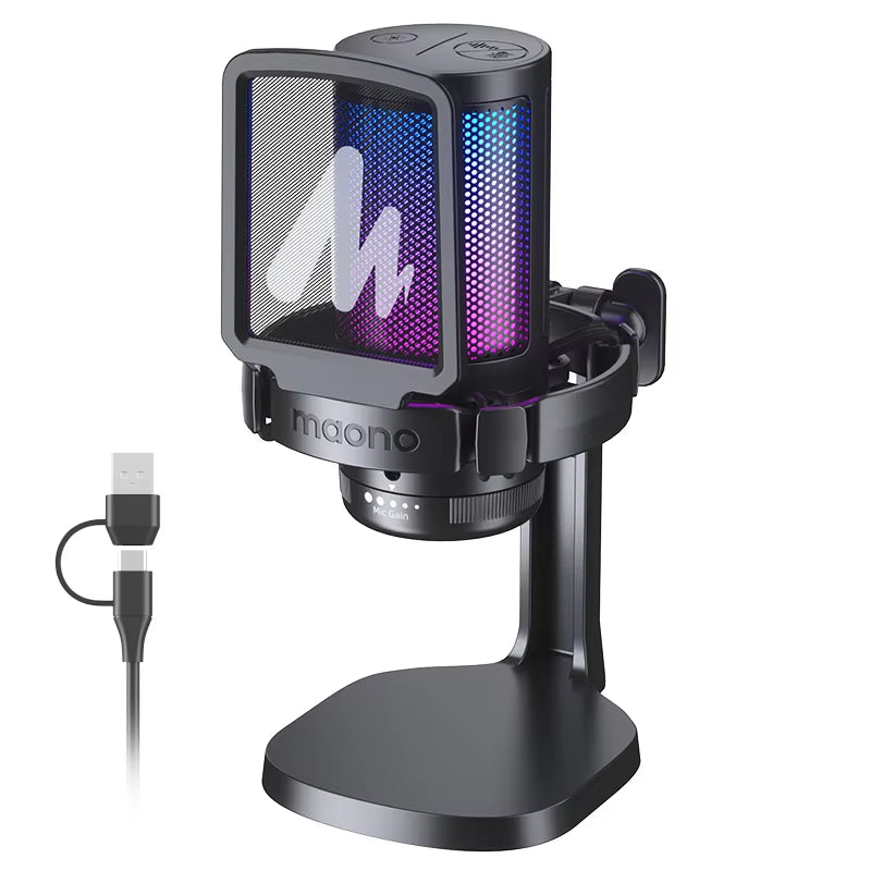 RGB Gaming Mic DGM20 – USB Condenser Microphone with Noise Filter, One-Tap Mute & Mic Gain