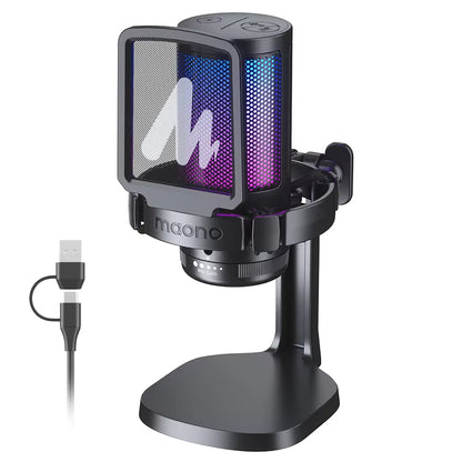 RGB Gaming Mic DGM20 – USB Condenser Microphone with Noise Filter, One-Tap Mute & Mic Gain